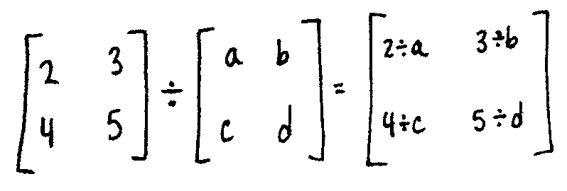 X is [(2, 3), (4, 5)]
Y is [(a, b), (c, d)]
X/Y is [(2/a, 3/b), (4/c, 5/d)]