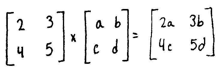 X is [(2, 3), (4, 5)]
Y is [(a, b), (c, d)]
X*Y is [(2*a, 3*b), (4*c, 5*d)]