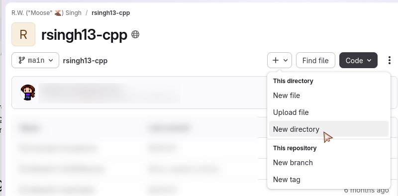 Screenshot of the 'new directory' button being highlighted.