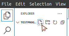 Screenshot of the 'new file' button in the Explorer in VS Code.
